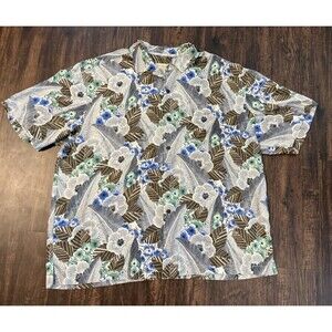 Tommy Bahama Shirt XXL Silk Floral Hawaiian Beach Button Up Short Sleeve Mens